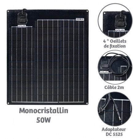 PANNEAU SOLAIRE SEMI-RIGIDE 50W